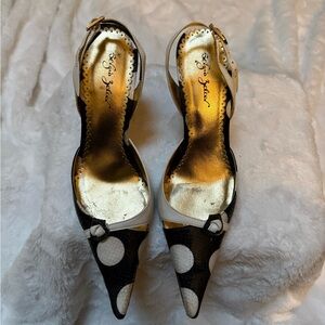 Sergio Zelcer Handmade Black and White Polka Dot Heels